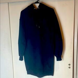 Zella THICK Black Cozy Hoodie dress with pockets cotton blend size XS
